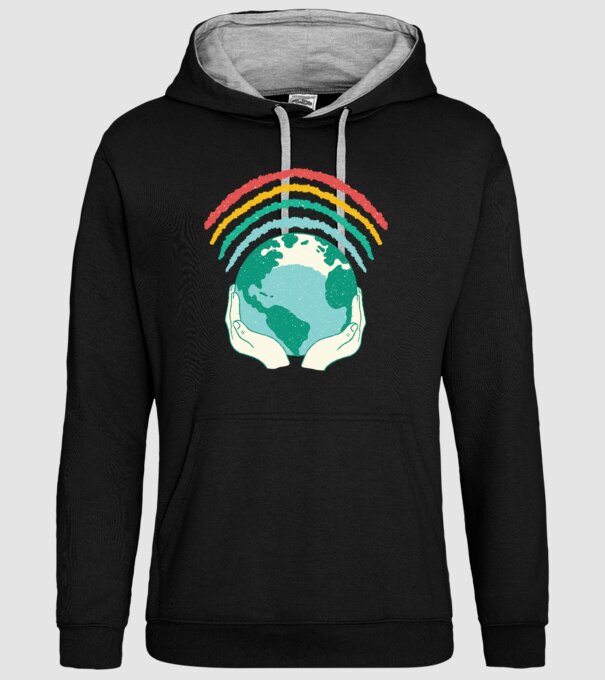 Pământ Wifi Curcubeu model negru pe tricou