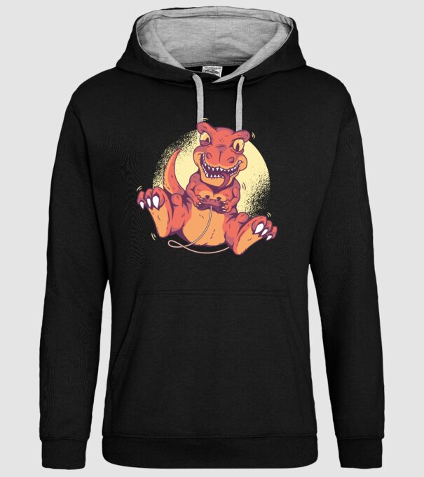 Dinozaur Gamer tricou model negru pe tricou