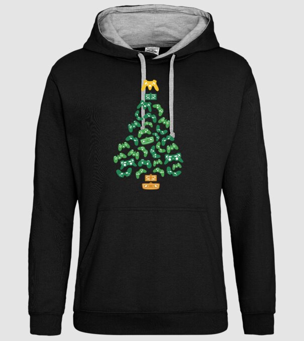 pom de Crăciun Gamer model negru pe tricou