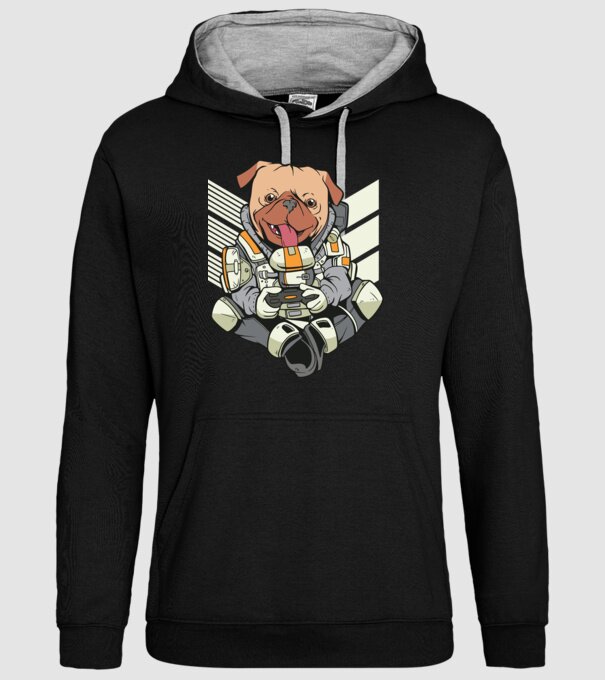 Mops Gamer model negru pe tricou