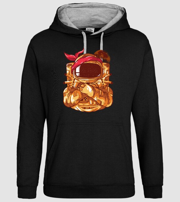 Gangsta Astronaut astronaut rapper model negru pe tricou