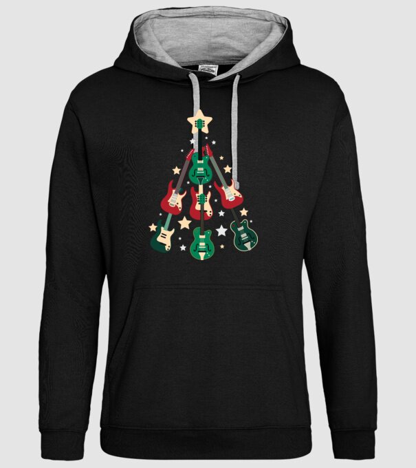 Pom de Crăciun Chitară model negru pe tricou