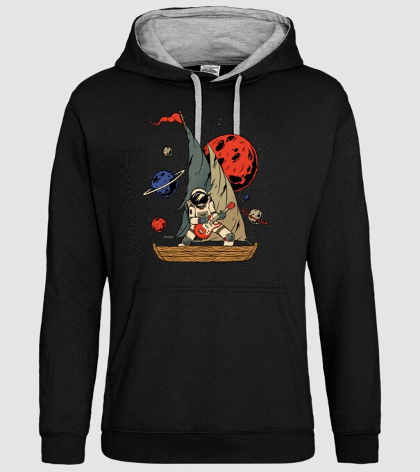 Astronaut Chitarist model negru pe tricou