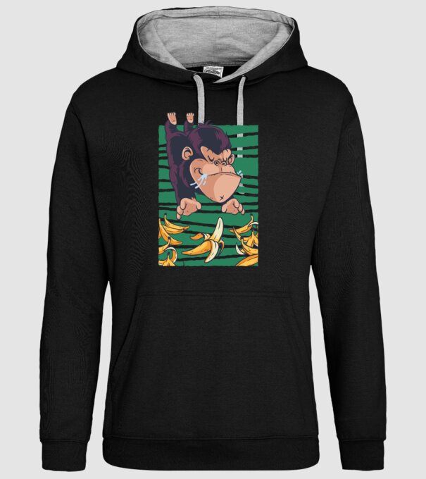 Gorilă Banană model negru pe tricou