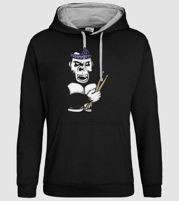 Gorilă Baterist model negru pe tricou