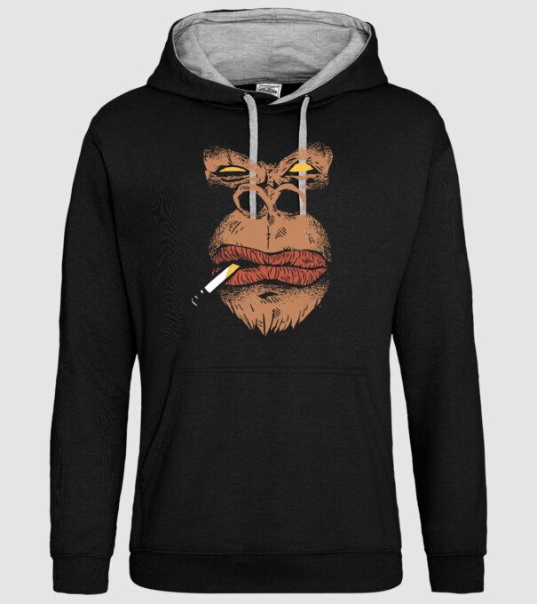 Cap de gorilă cu țigară model negru pe tricou