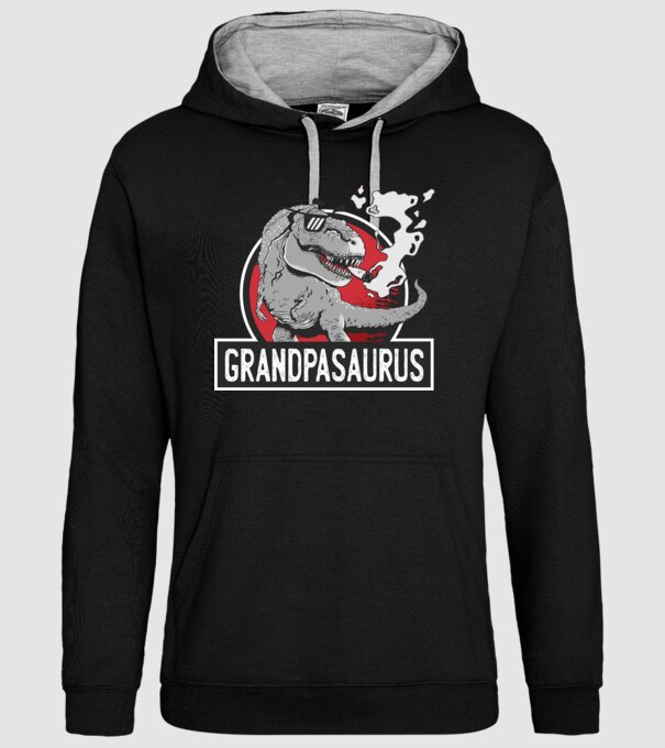 Grandpasaurus T-rex model negru pe tricou
