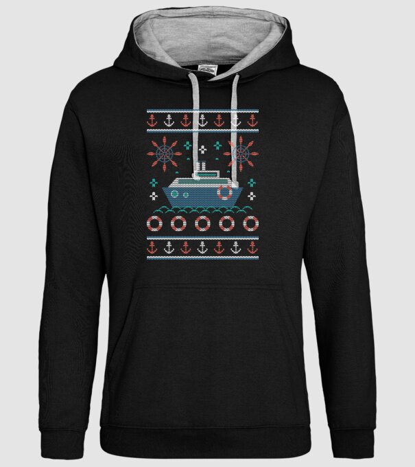 Pulover urât cu vapor model negru pe tricou