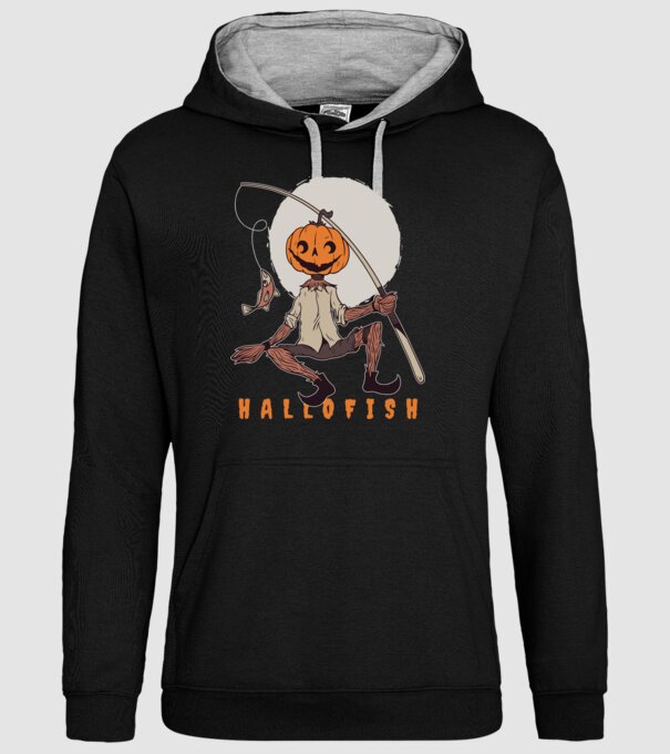 Hallofish - Pescar Halloween model negru pe tricou