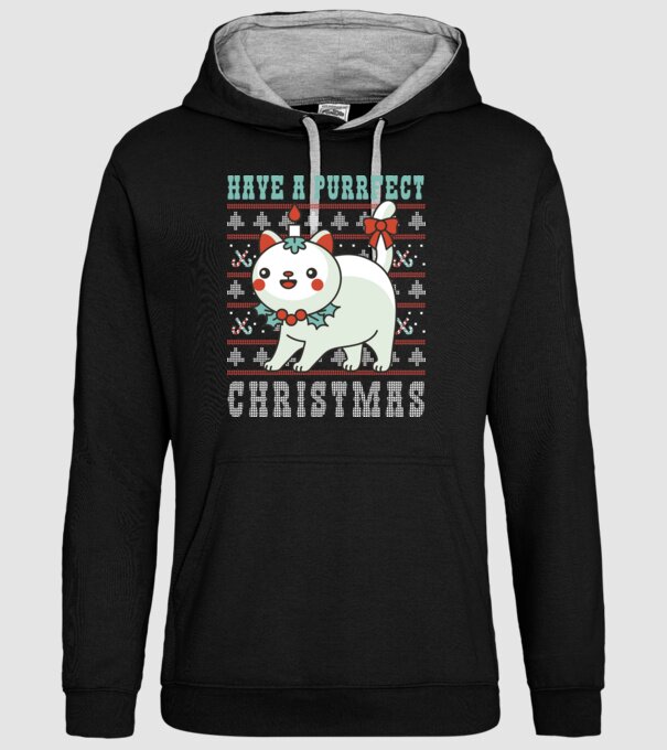 Have a Purrfect Christmas model negru pe tricou