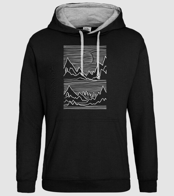 Munți grafică model negru pe tricou
