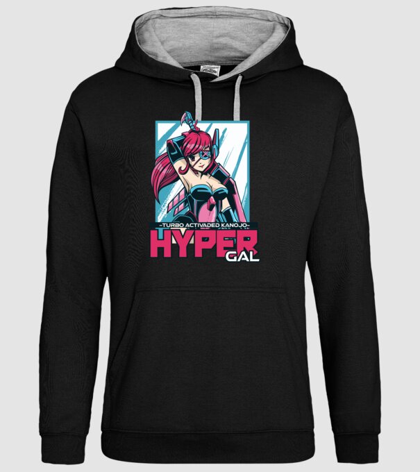 Hyper Gal - Fată Anime model negru pe tricou