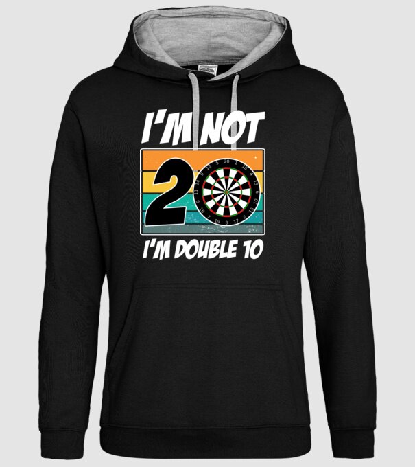'I''m not 20 I''m double 10 darts birthday' model negru pe tricou