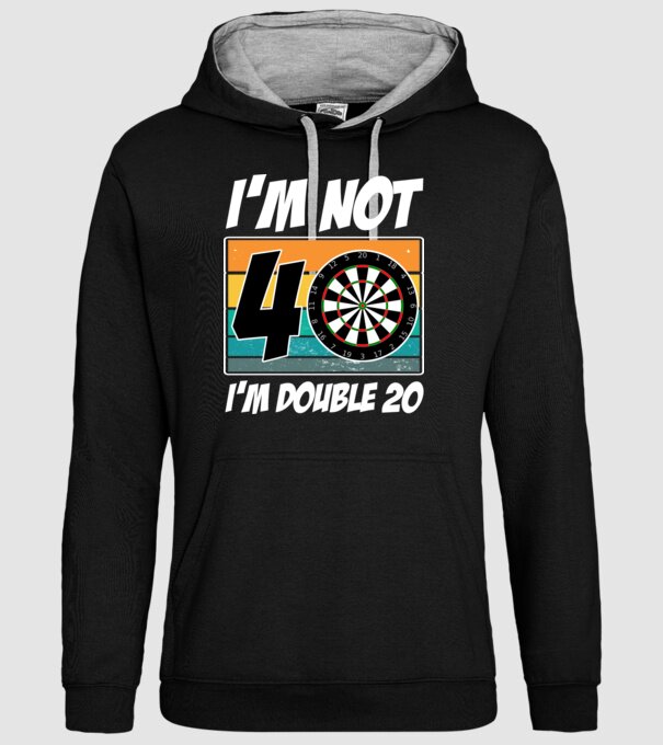 'I''m not 40 I''m double 20 darts birthday' model negru pe tricou