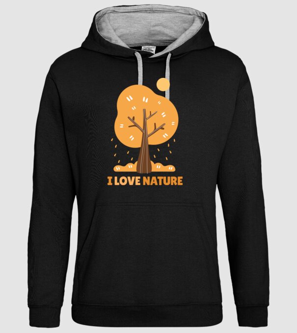 I Love Nature model negru pe tricou