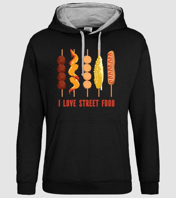 I Love Street Food model negru pe tricou