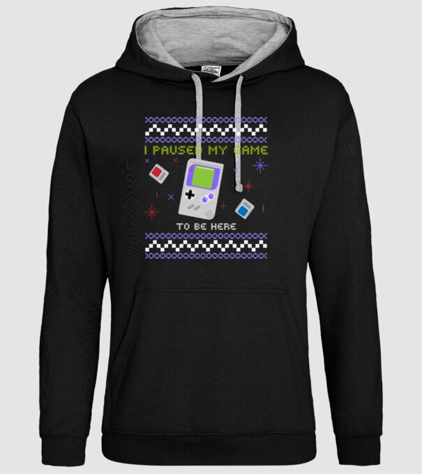 I paused my game to be here - Gamer pulovăr urât model negru pe tricou