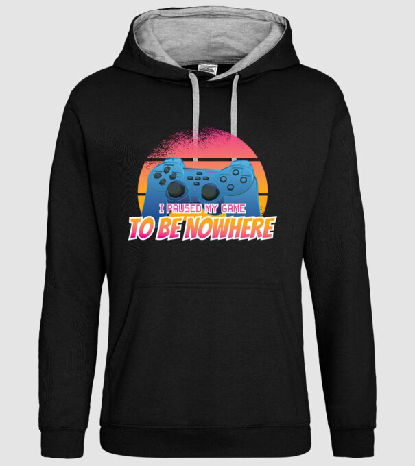 I paused my game to be nowhere model negru pe tricou