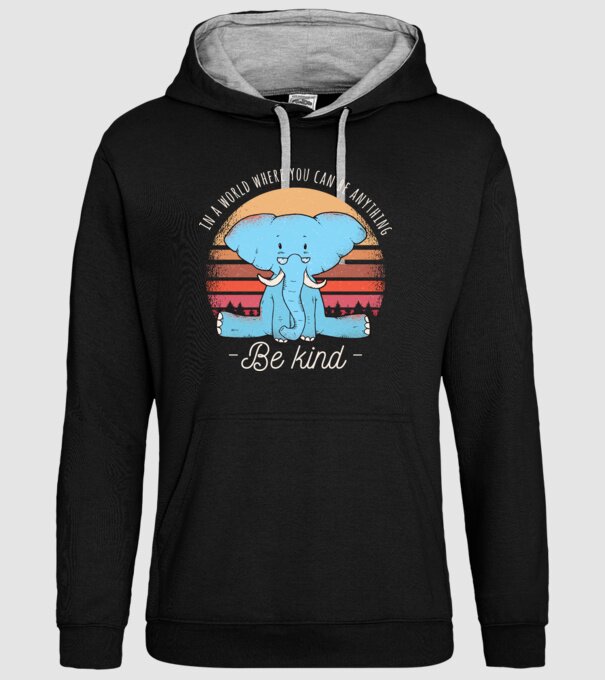 In a world where you can be anything be kind tricou elefant model negru pe tricou