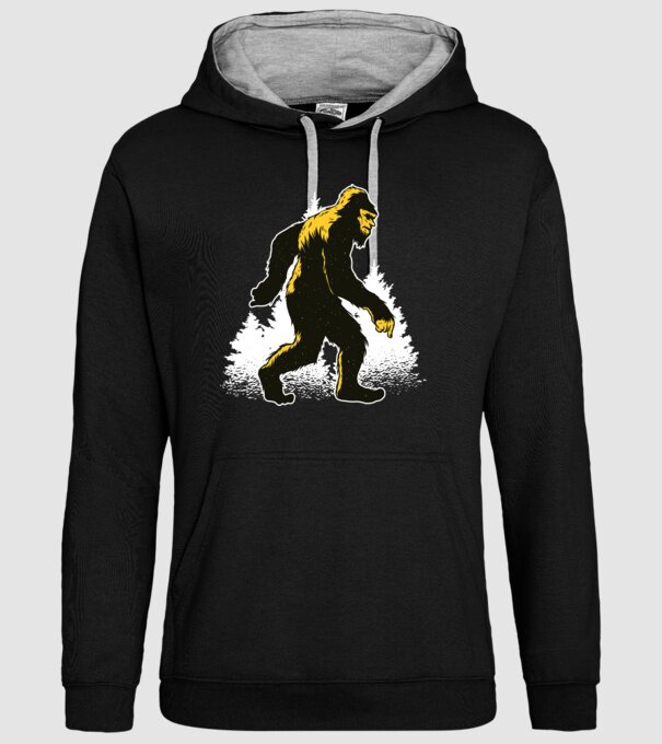 Yeti în pădure model negru pe tricou