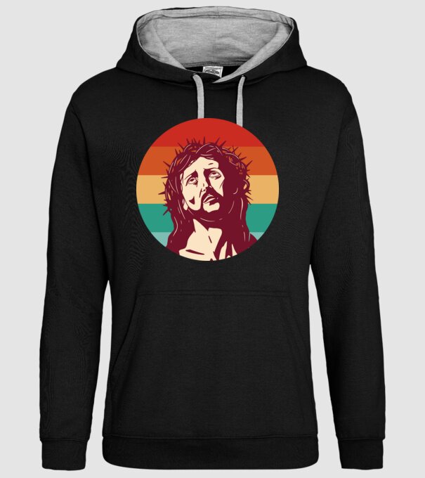 Iisus Hristos Retro model negru pe tricou