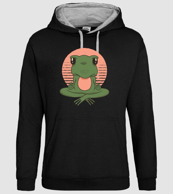 Yoga Broască model negru pe tricou