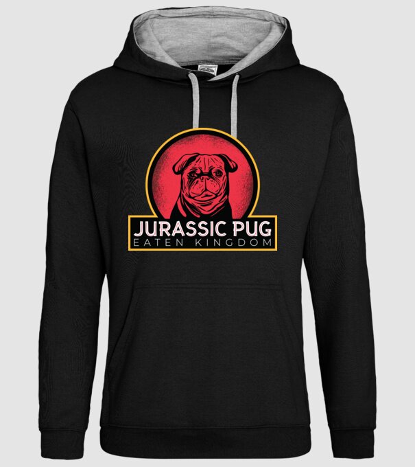 Jurassic Pug Tricou cu mops model negru pe tricou