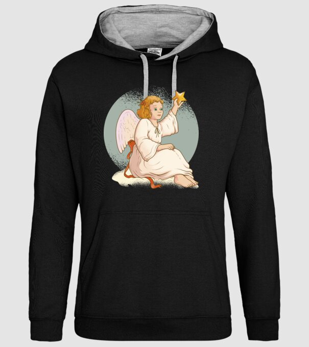 Înger de Crăciun model negru pe tricou