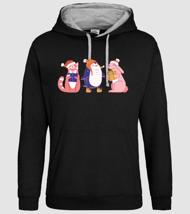Animale drăguțe de Crăciun model negru pe tricou