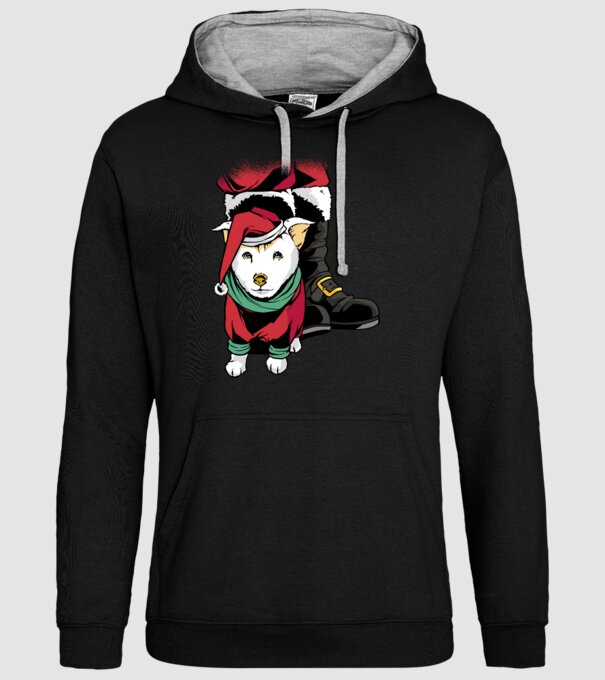 Cățeluș de Crăciun model negru pe tricou