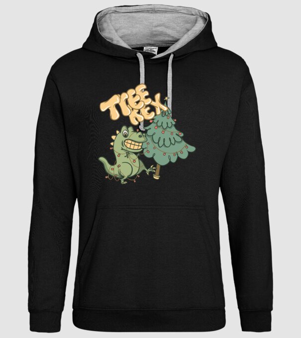 T-rex de Crăciun model negru pe tricou
