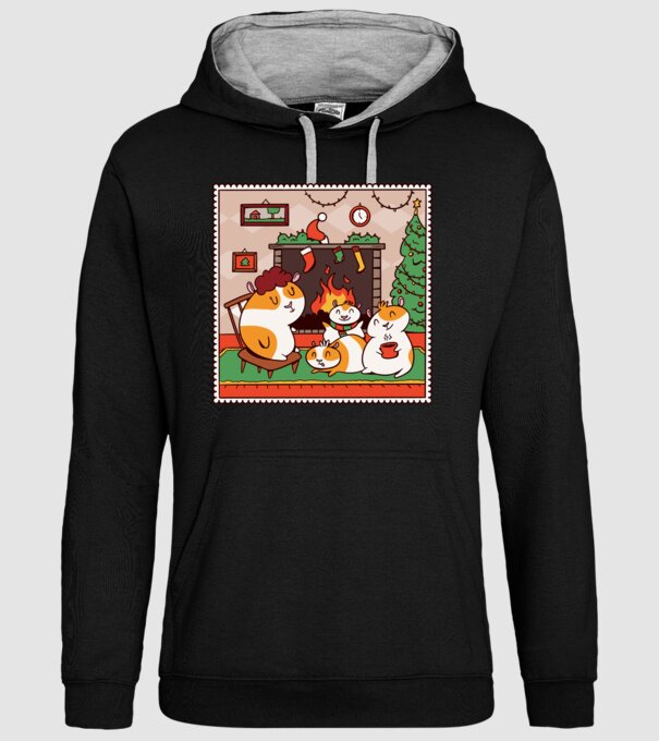 Porcușori de Guineea de Crăciun model negru pe tricou