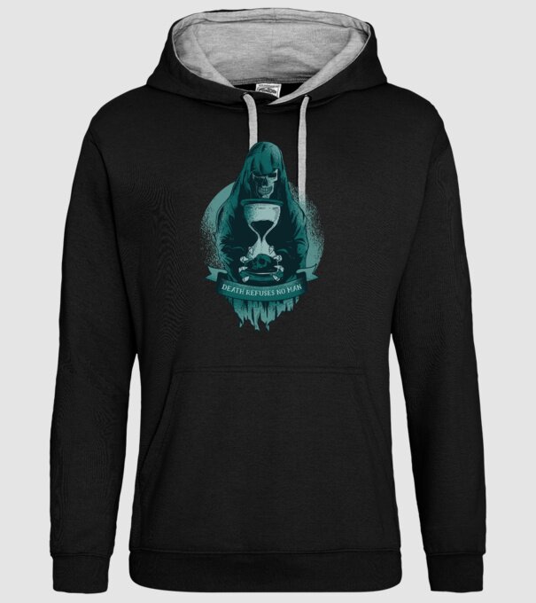 Om cu coasă (Moartea?) model negru pe tricou