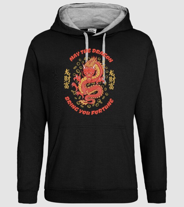 Dragon chinezesc norocos model negru pe tricou