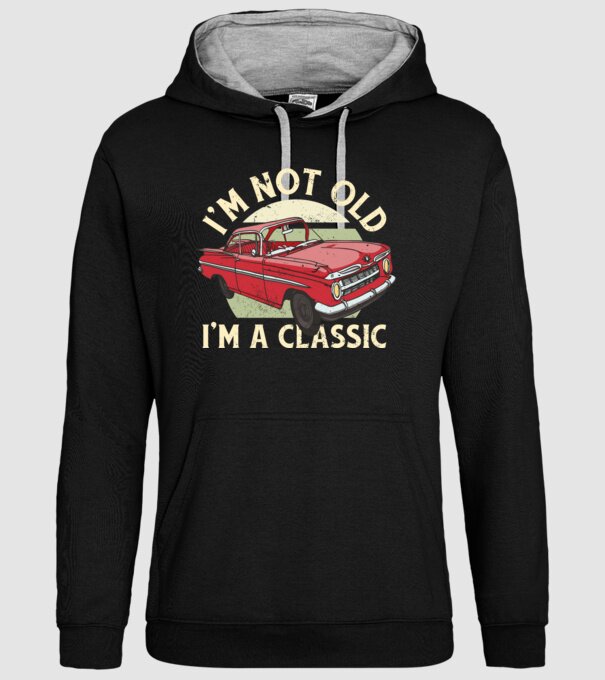 'Mașină clasică - I''m not old I''m a classic' model negru pe tricou