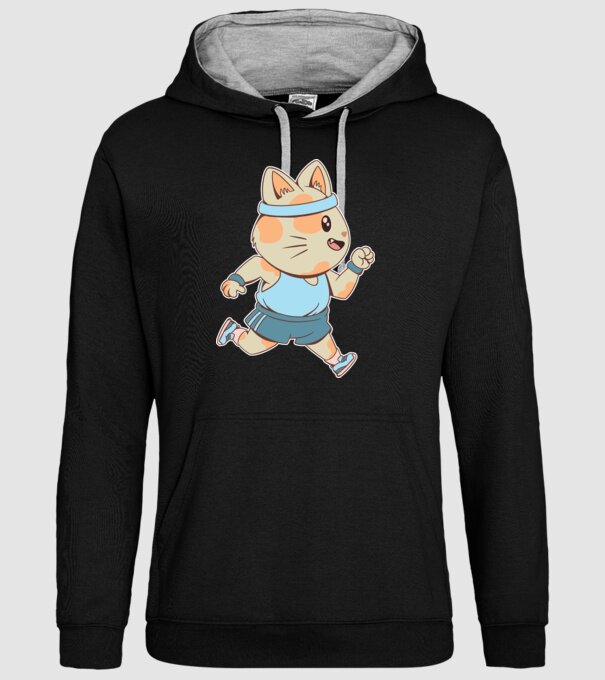 Pisică Jogging model negru pe tricou