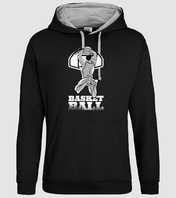 Baschet aruncare la coș model negru pe tricou