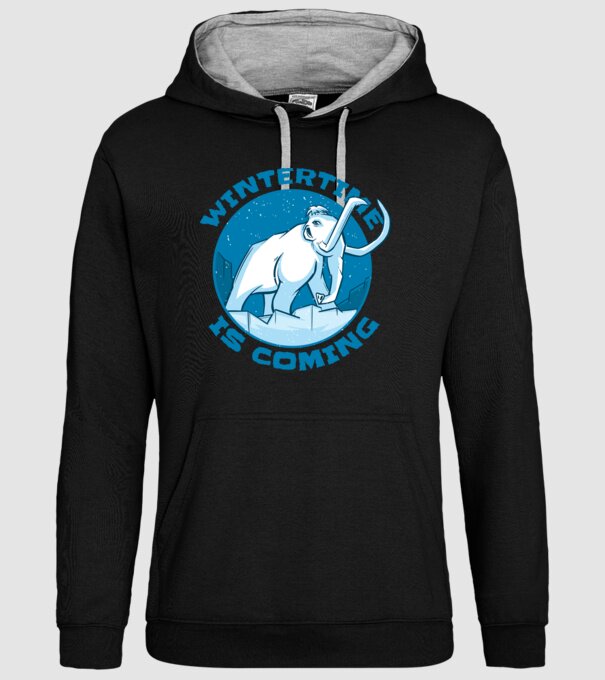Vine Iarna Mamut model negru pe tricou