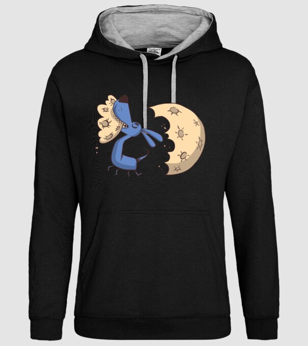 Câine Luna Mușcătură model negru pe tricou