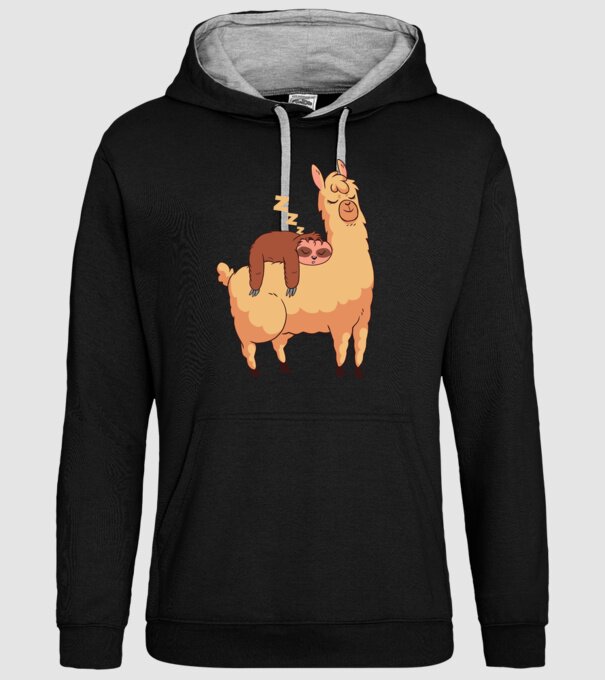 Leneș dormind pe Lama tricou amuzant model negru pe tricou