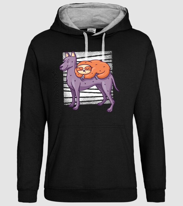 Leneș pe câine model negru pe tricou
