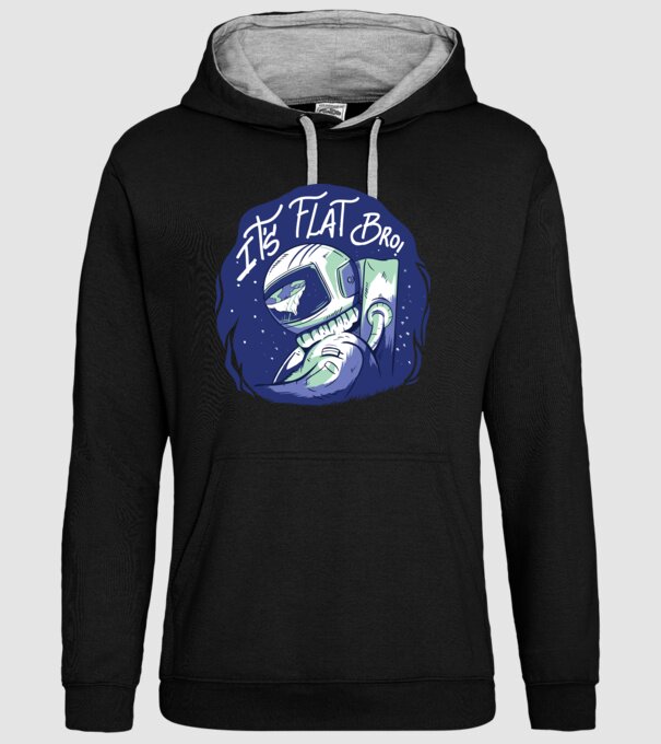 Astronaut Pământ plat model negru pe tricou