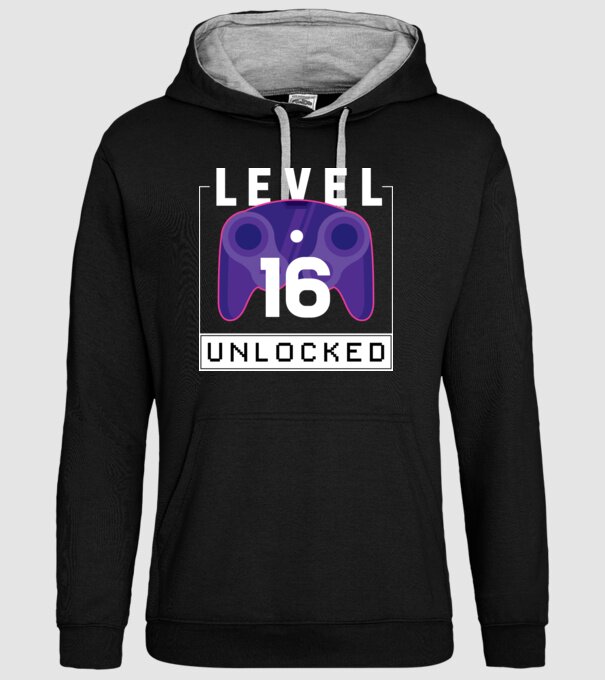 Level 16 Unlocked Gamer Birthday model negru pe tricou