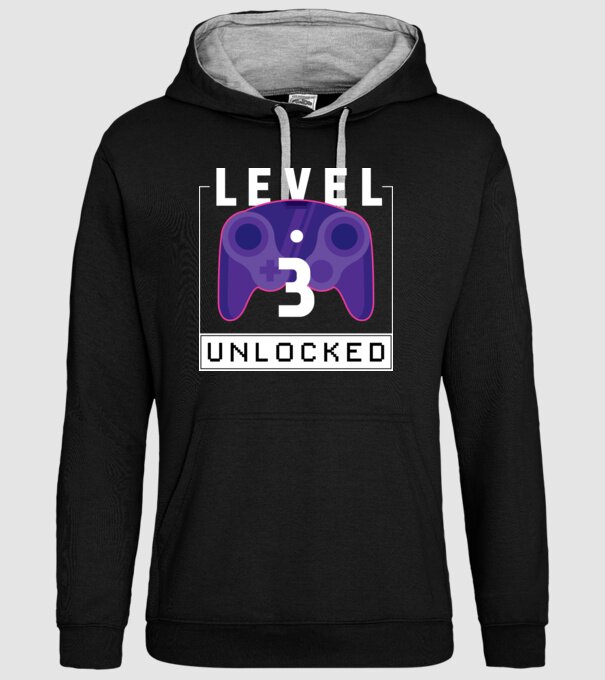 Level 3 Unlocked Gamer Birthday model negru pe tricou