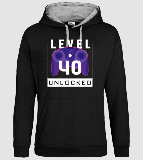 Level 40 Unlocked Gamer Birthday model negru pe tricou