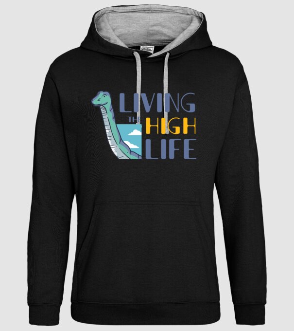 Living the High Life Dinosaur model negru pe tricou