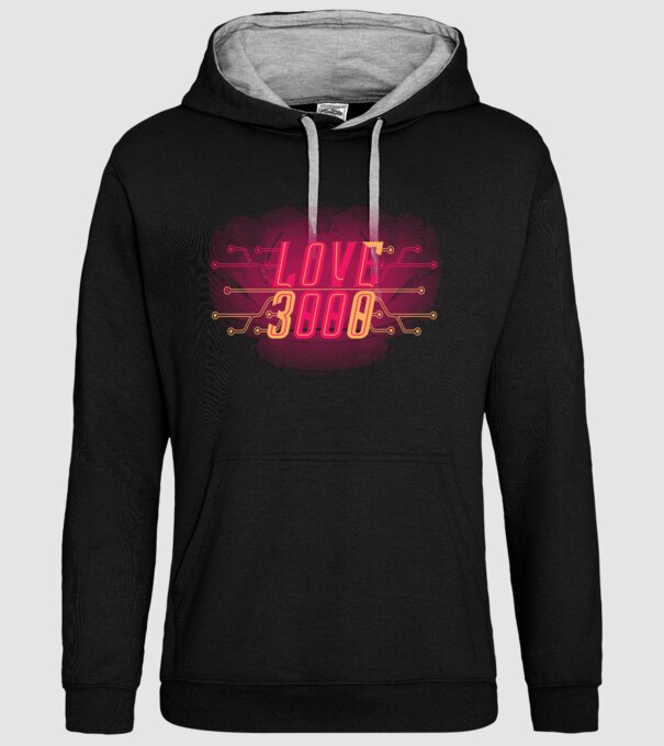 Love 3000 model negru pe tricou