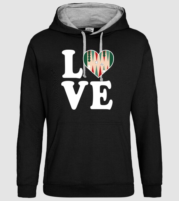 Love Backgammon model negru pe tricou
