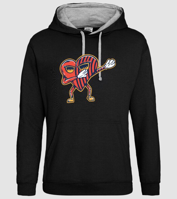 Inimă DAB cărți de joc maghiare model negru pe tricou