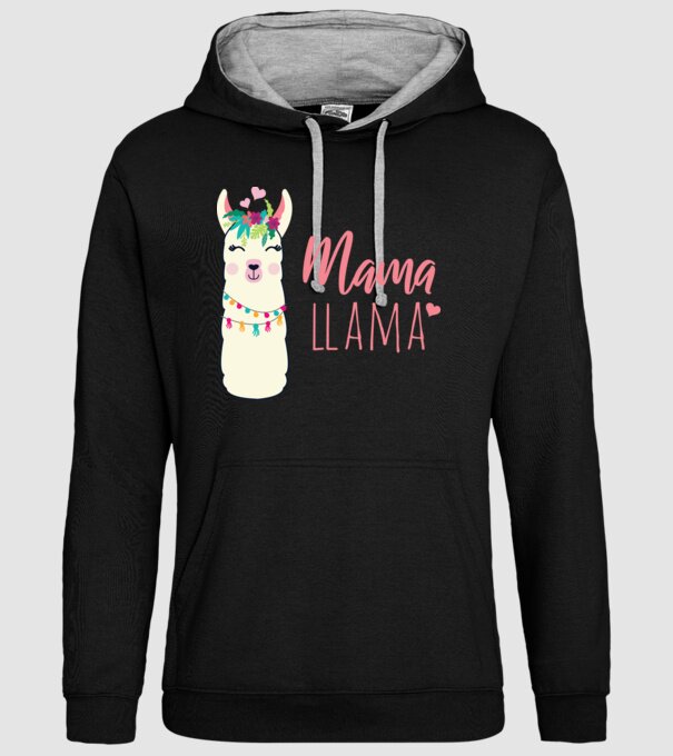 Mama Llama model negru pe tricou